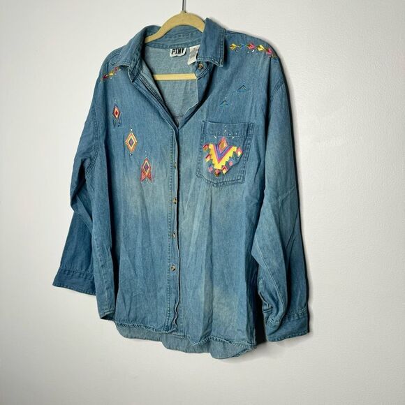 Vintage PTNY denim button down shirt size XL - Picture 2 of 6